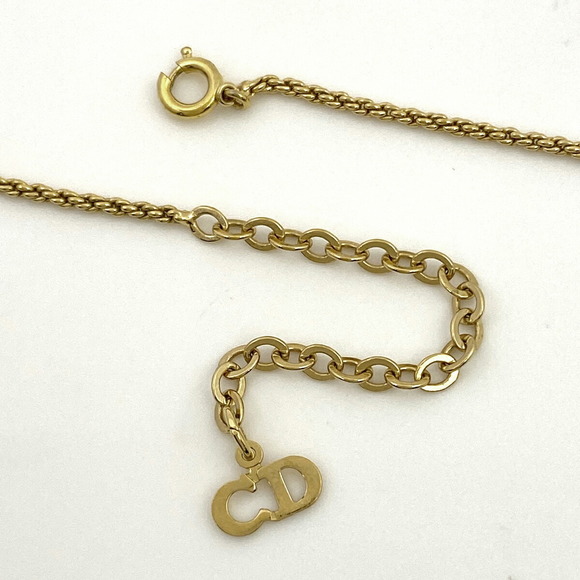 Christian Dior Logo Design Necklace CD Pendant GP Gold - Picture 3 of 4